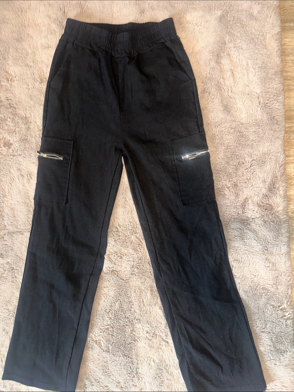 Black Cargo Jogger Pants - Elastic Waist